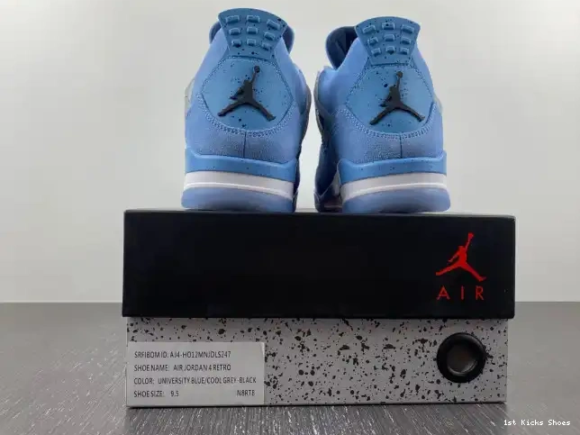 1st Kicks Shoes Jordan UNC Retro 4 (PE) HO12MNJDLS247 0603